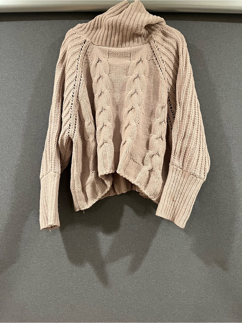 moon & madison Cable Knit Turtleneck Sweater in Beige